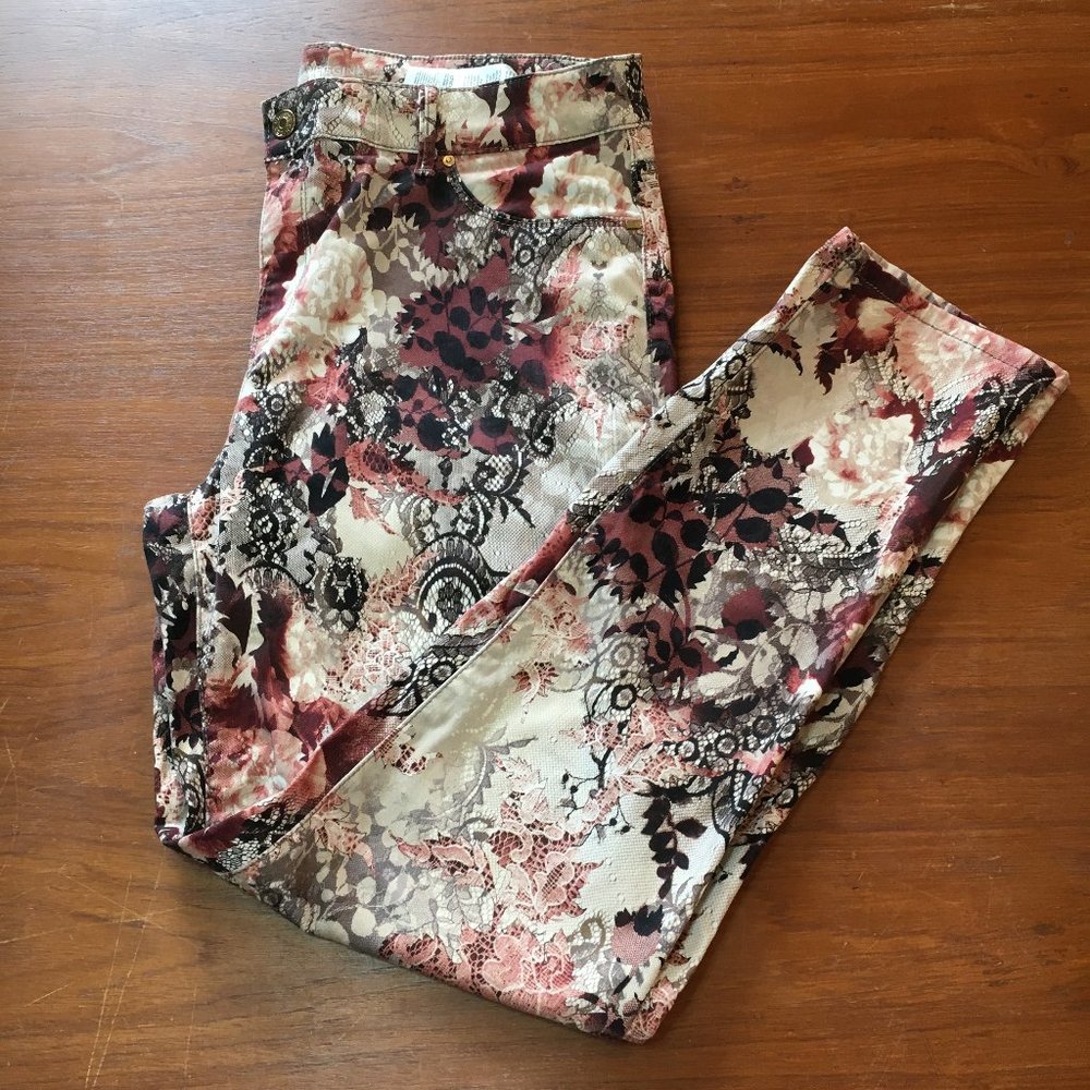 Chicos Platinum Romantic Lace Jeggings Sz 12 (2R)